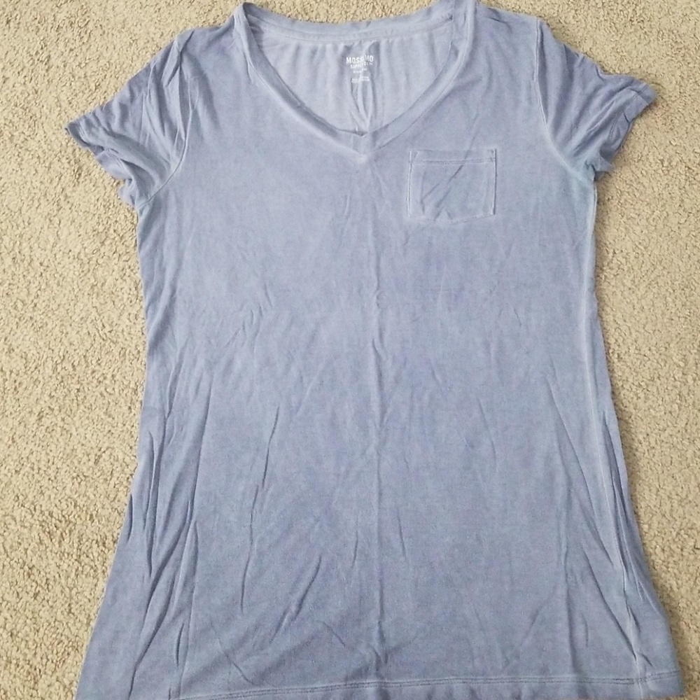 Blue mineral wash vneck